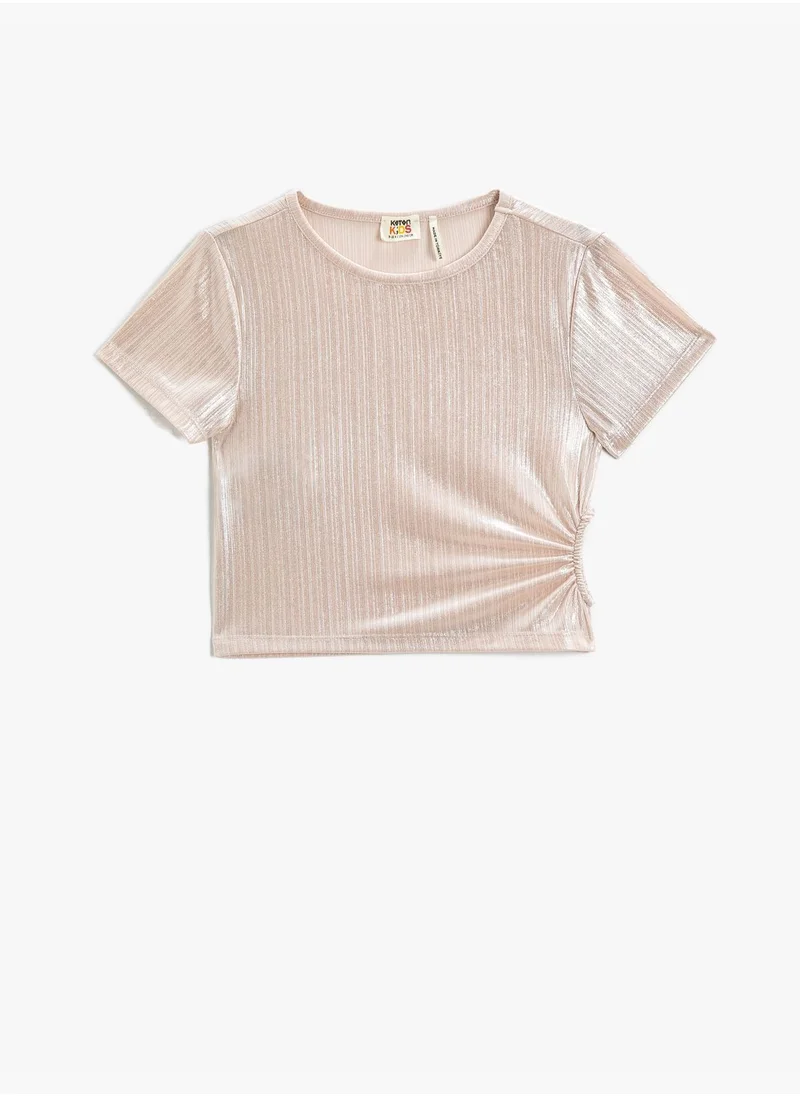 كوتون Gleamy Cut Out Detail T-Shirt Short Sleeve