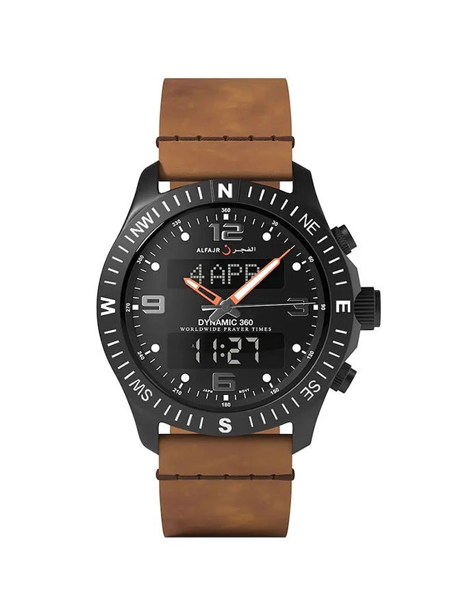 Al Fajr Analog+Digital Leather Wrist Watch WH-24 -44mm- Brown