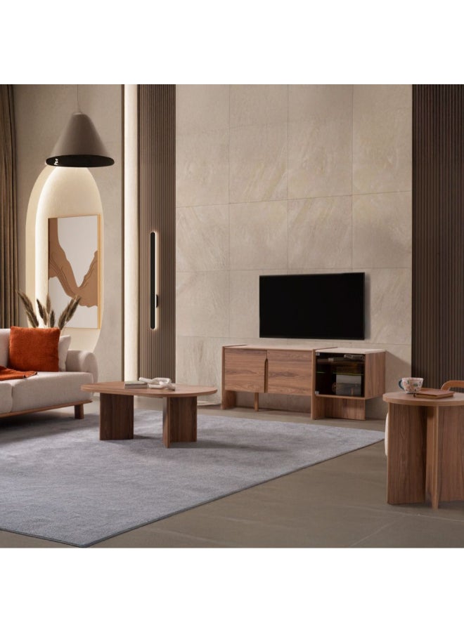 DANUBE HOME Letto 2 Door TV Unit for TVs Up to 65 Inch | Premium Walnut Media Console | Elegant Storage Cabinet for Living Room Entertainment, Home Cinema Setup & Modern Interior Spaces