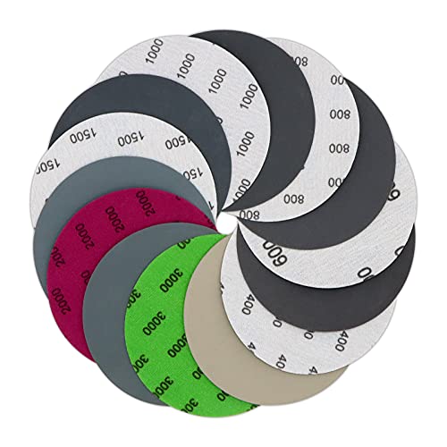 Vibra-TITE VIBRATITE 70 Pieces 5 Inch Wet Dry Sanding Discs, 400 600 800 1000 1500 2000 3000 Assortment Grits Silicon Carbide Hoop and Loop Sandpaper for Random Orbital Sander Wood Finishing Automotive Polishing - Image 1