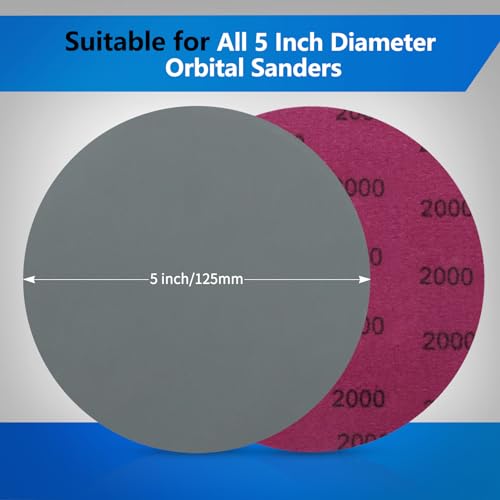Vibra-TITE VIBRATITE 70 Pieces 5 Inch Wet Dry Sanding Discs, 400 600 800 1000 1500 2000 3000 Assortment Grits Silicon Carbide Hoop and Loop Sandpaper for Random Orbital Sander Wood Finishing Automotive Polishing - Image 3
