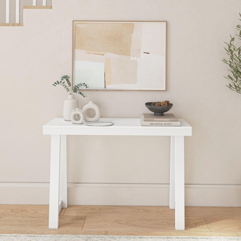 Plank+Beam Classic 46 Inch Console Table, Solid Pine Wood Entryway Table, Narrow Sofa Table for Hallway or Living Room, White - Image 2