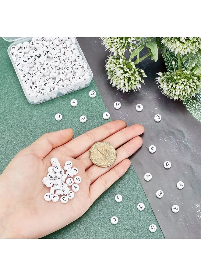 Generic - Product Description Brand: . We are a store specializing in providing all kinds of handmade accessories. Our aim is to provide most abundant and cost-effective accessories for our customer. If you have unlimited passion and creativity for life and craft, we will be your trusted partner. Specification: Material: Acrylic. Colour: White. Size:Flat Round with Black Letter Beads: about 7mm in diameter, 3.3mm thick, hole: 1.5mm, 100pcs/bag, 3 Bags. Container: 7.4x7.2x1.7cm, 1pc. Due to lighting effects, monitor's brightness / contrast settings, there could be some slight differences in the colour tone of the pictures and the actual item. Product in the picture may look larger than the actual, Please pay attention to sizes. - Image 1
