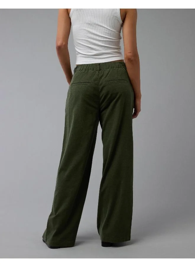 امريكان ايجل AE Stretch Linen-Blend High-Waisted Wide-Leg Trouser