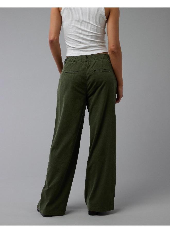 AE Stretch Linen-Blend High-Waisted Wide-Leg Trouser