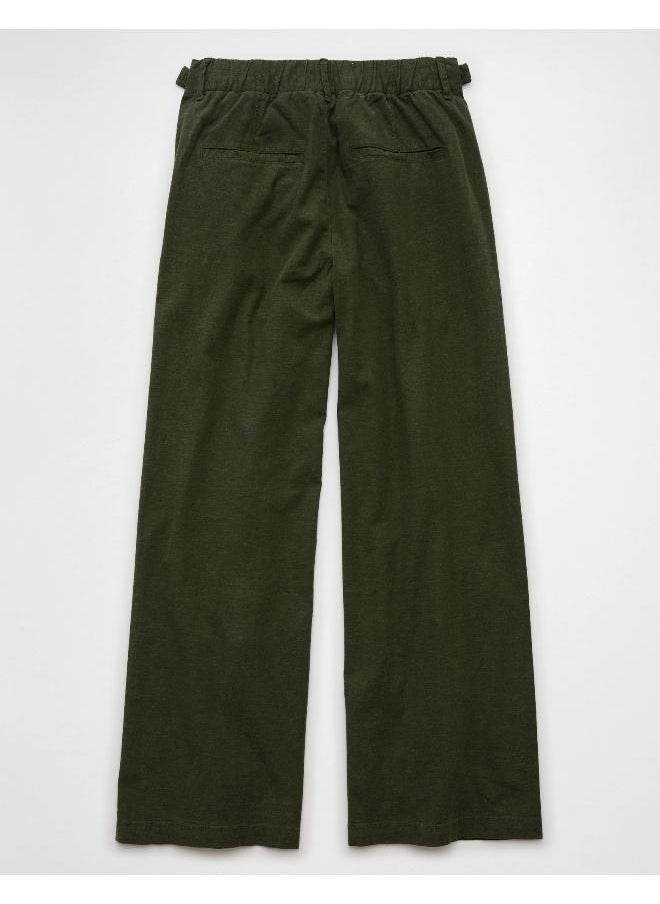 AE Stretch Linen-Blend High-Waisted Wide-Leg Trouser