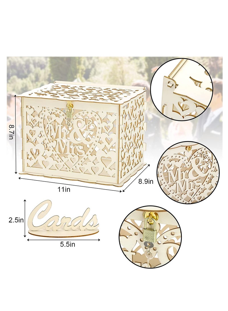 SYOSI Wedding Card Box with Lock for Wedding Wood Large Rustic Card Box for Wedding with Card Sign Wedding Box for Cards and Money Box - Image 2