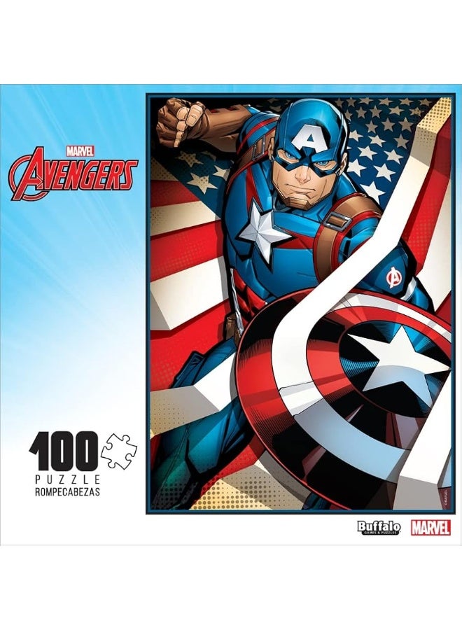 Buffalo Games  Marvel  Captain America The First Avenger  100 Piece Jigsaw Puzzle for Families Challenging Puzzle Perfect for Game Nights  Finished Puzzle Size is 1500 x 1100 - Image 1