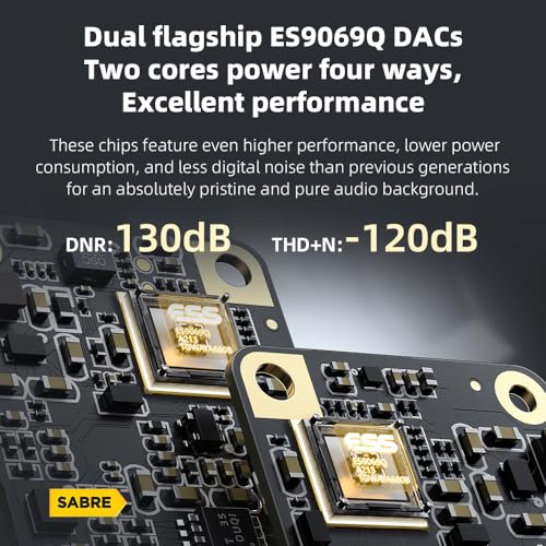 FiiO KA17 Portable USB DAC Audio HiFi Decoder, Dual ES9069Q PCM768 DSD512 3.5/4.4mm Output for Android iOS Mac Win10 (Black) - Image 4