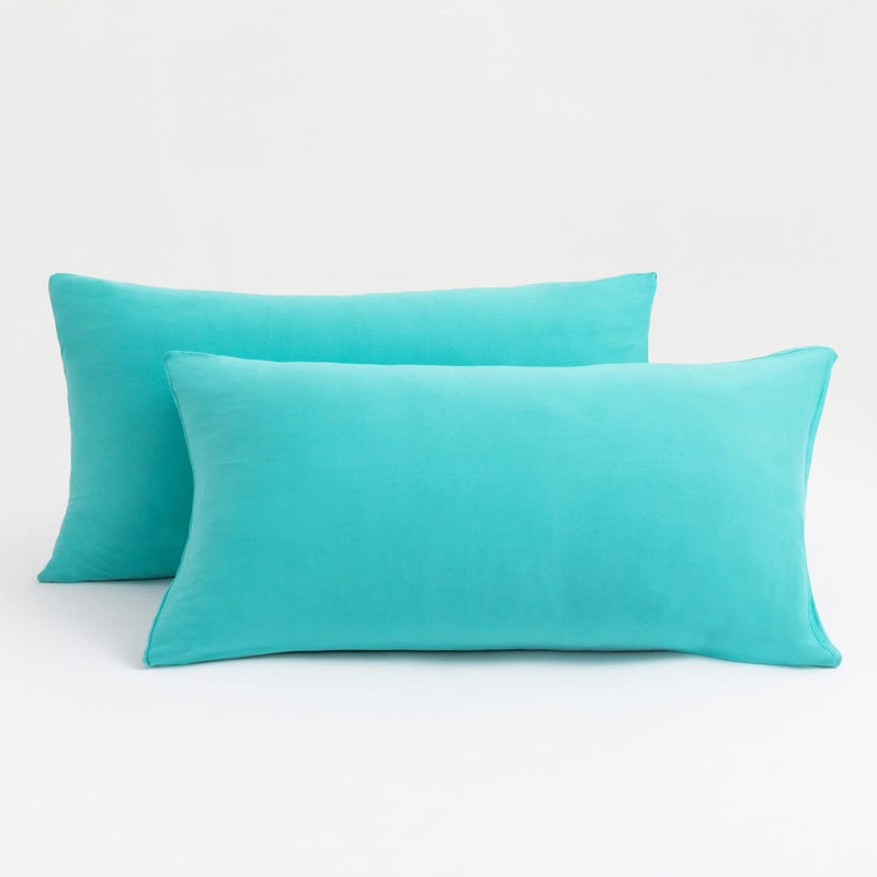 N&Y HOME Stretch Pillow Cases King - Jersey Knit & Envelope Closure Pillowcases with Ultra Soft T-Shirt Like Polyester Blend - King Size Size Set of 2  Aqua - Image 1