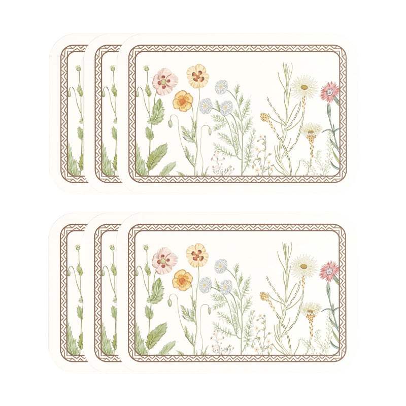 ISAENNE Designer Cottage Rectangular Placemats Set of 6,Flower Pattern PVC Placemat, Waterproof and Heat-Resistant Pastoral Style,Decoration for Kitchen,Dinning,Parties, Holiday,12"*17" - Image 1