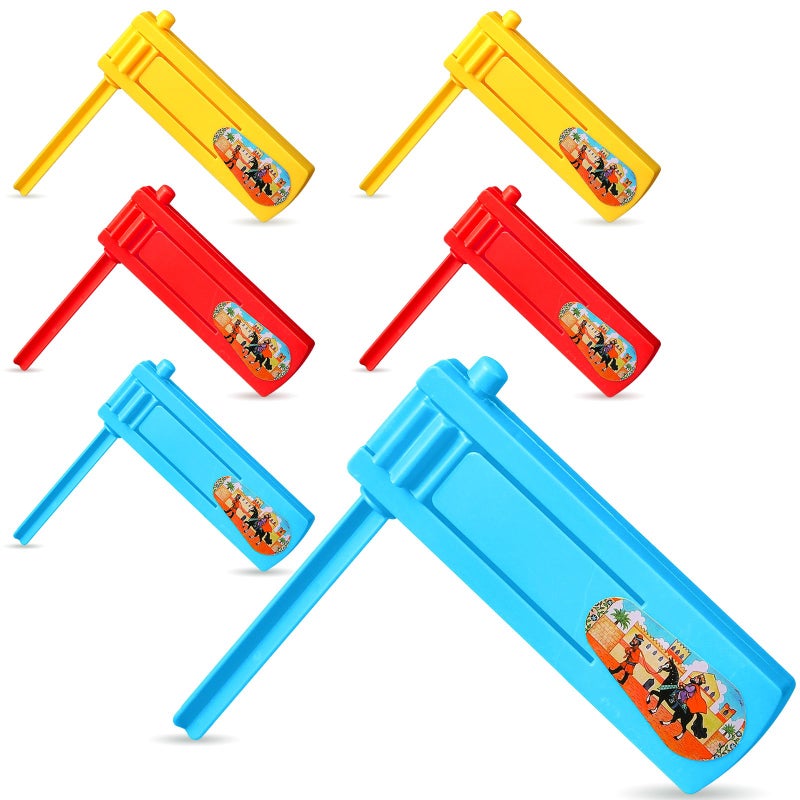 Suilung 6 Pcs Traditional Purim Graggers Ratchet Noise Makers Spinning Ratchet Noisemakers for Sporting Events Mexican Matraca Noisemakers for Eve Party Football Purim Party SuppliesClassic - Image 3