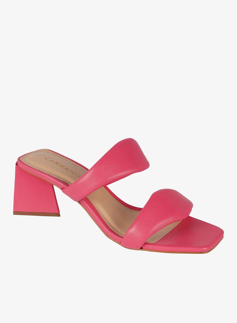 Carrano Ladies DUO STRAPS Puffy Mid Heel Triangle Sandal Leather 429003 Cab123 - Image 1