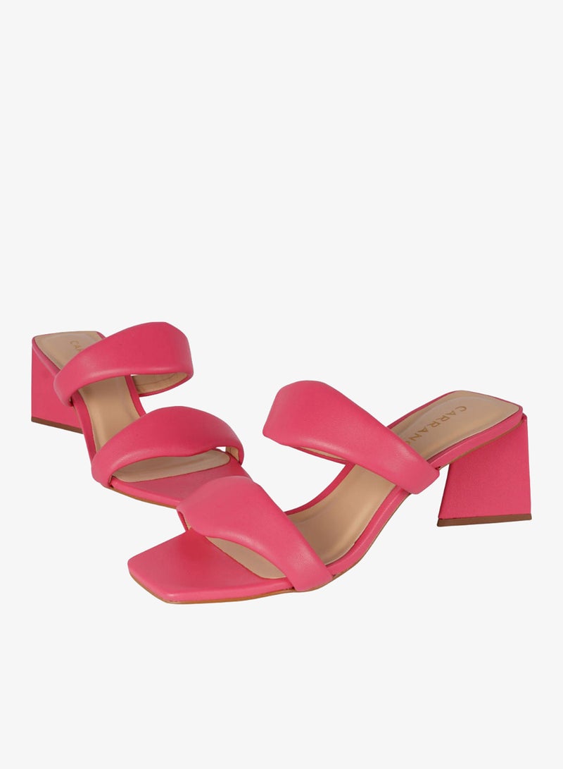 Carrano Ladies DUO STRAPS Puffy Mid Heel Triangle Sandal Leather 429003 Cab123 - Image 2