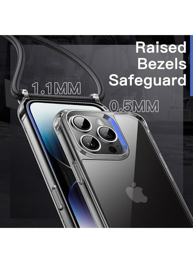 Jetech Crossbody Case For Iphone 14 Pro Max 6.7 Inch With Adjustable Lanyard Strap Clear Transparent Anti Yellowing Shockproof Protective Phone Cover With Neck Cord Space Black - Image 5