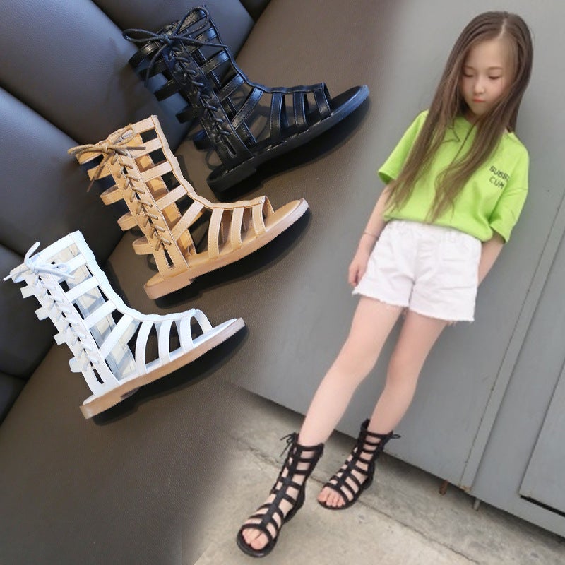 Girls'' Sandals 2025 Kidsren''s Summer Little Girls Korean Style Roman Shoes for Small and Medium-Sized Kidsren Princess Shoes Trendy Non-Slip Breathable - Image 1