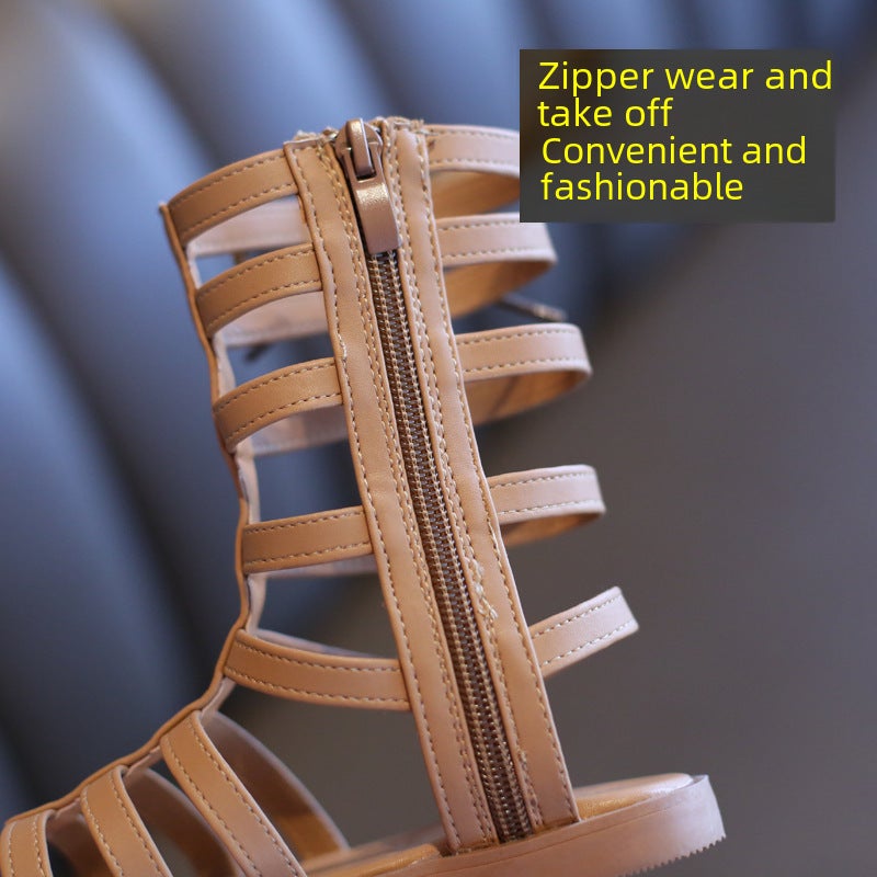 Girls'' Sandals 2025 Kidsren''s Summer Little Girls Korean Style Roman Shoes for Small and Medium-Sized Kidsren Princess Shoes Trendy Non-Slip Breathable - Image 3