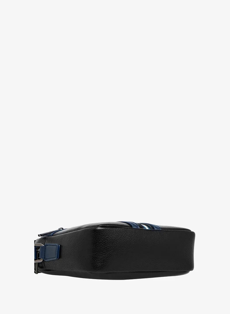 DUCHINI BLACK Striped Crossbody Bag with Adjustable Strap for Men | Best Price UAE