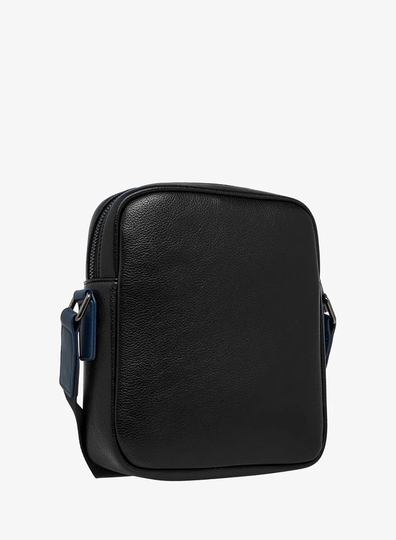 DUCHINI BLACK Striped Crossbody Bag with Adjustable Strap for Men | Best Price UAE