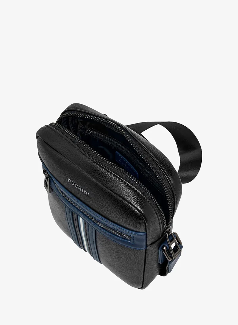 DUCHINI BLACK Striped Crossbody Bag with Adjustable Strap for Men | Best Price UAE