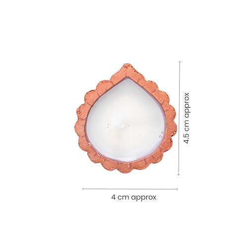 itsy-bitsy Itsy Bitsy Ready to Use Terracotta Diya Scalloped Border with Soy Wax Set of 12 | Handmade Decorative Clay Diya | Traditional Terracotta Diyas for Diwali Puja Home Temple Decoration Gift - Image 2