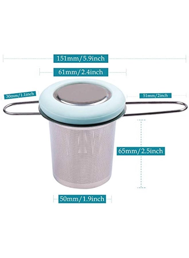 Stainless Steel Tea Infuser with Foldable Handle-Super Fine Mesh Tea Filter with Lid for Bulk Tea (Light Blue)  - Image 1