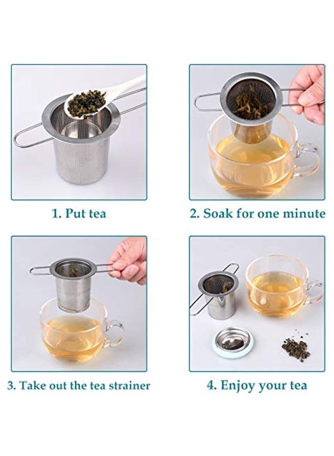 Stainless Steel Tea Infuser with Foldable Handle-Super Fine Mesh Tea Filter with Lid for Bulk Tea (Light Blue)  - Image 5