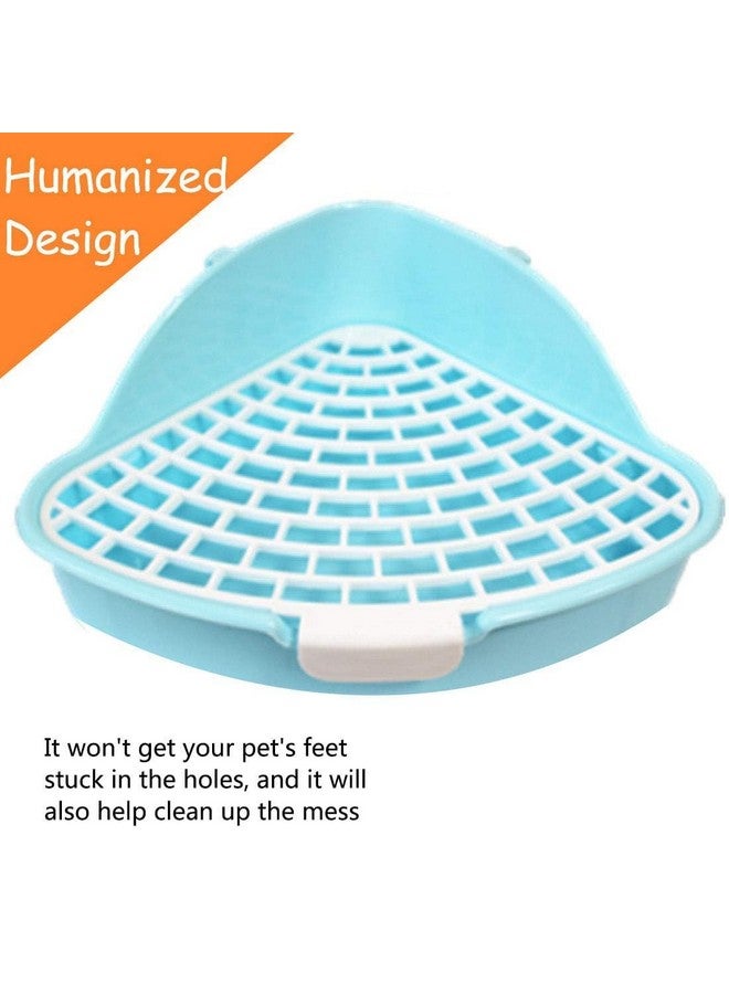 هامليدي صندوق قمامة الأرانب الصغيرة Hamiledyi للقفص على شكل مثلث لتدريب الأرانب على استخدام المرحاض في الزاوية، وعاء بلاستيكي للحيوانات الأليفة، صندوق قمامة خنزير غينيا القزم الهولندي (أزرق) - Image 5