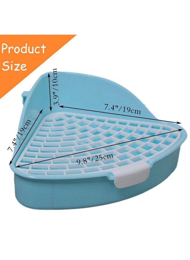 هامليدي صندوق قمامة الأرانب الصغيرة Hamiledyi للقفص على شكل مثلث لتدريب الأرانب على استخدام المرحاض في الزاوية، وعاء بلاستيكي للحيوانات الأليفة، صندوق قمامة خنزير غينيا القزم الهولندي (أزرق) - Image 2