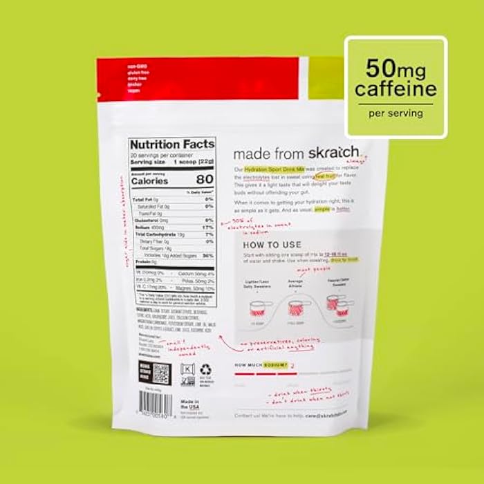 Skratch Labs Hydration Powder | Sport Drink Mix | Electrolytes Powder for Exercise, Endurance, and Performance | Raspberry Limeade with Caffeine | 20 Servings | Non-GMO, Vegan, Kosher - Image 2