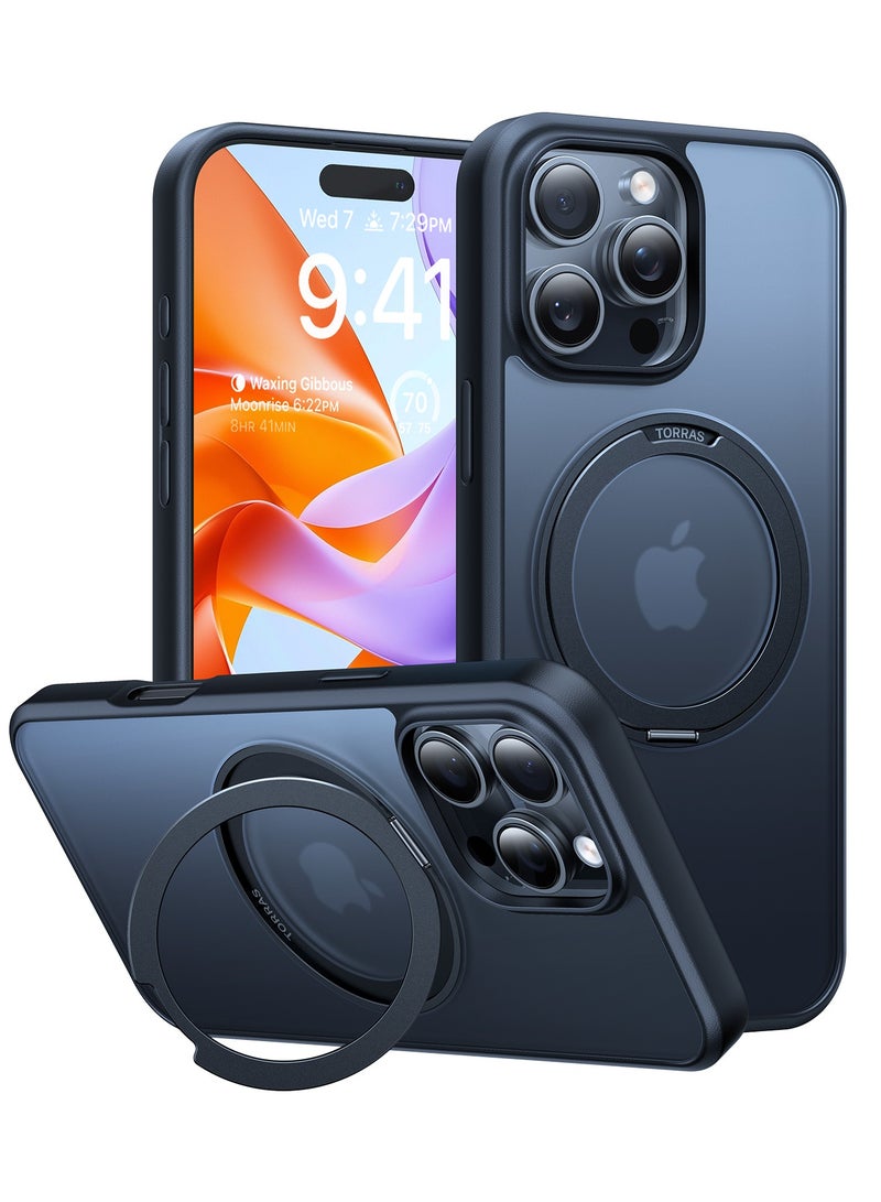 TORRAS Upgraded 360°Rotatable Magnetic Ring for iPhone 16 Pro Max Case, Fit for MagSafe with Stand & Ring Holder, 16FT [Mil-Grade Shock proof Translucent for iPhone 16 Pro Max Phone Case Ostand, Black black - Image 1