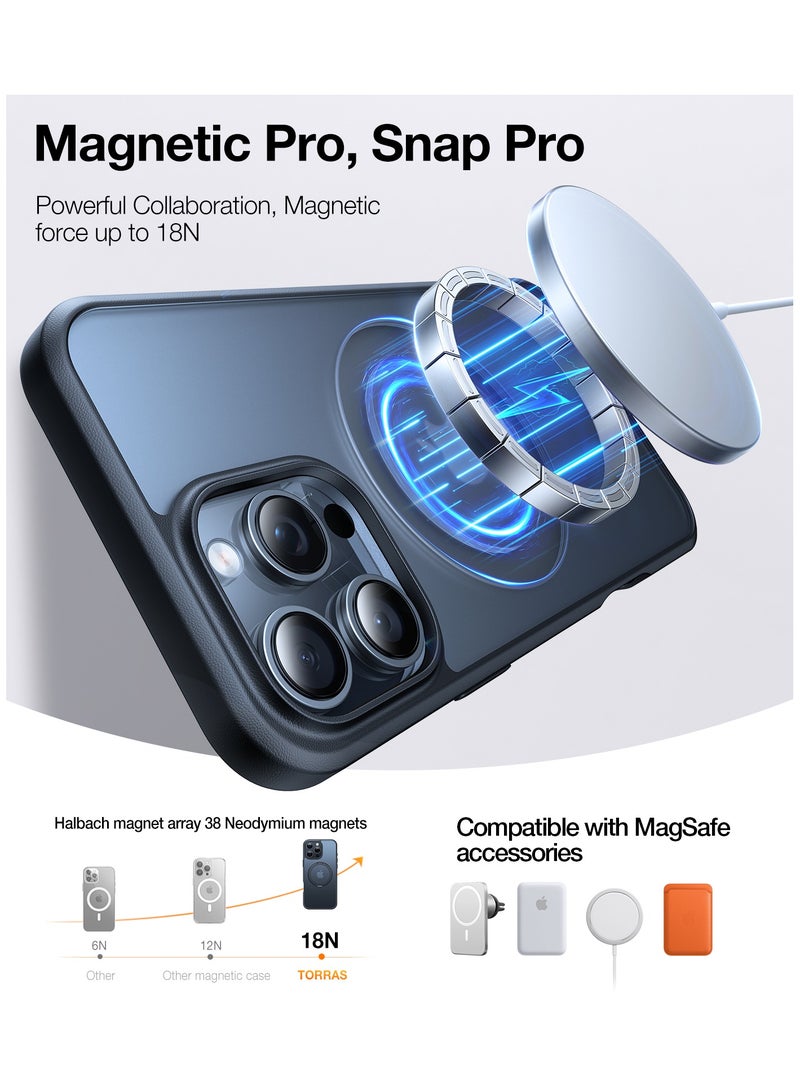 TORRAS Upgraded 360°Rotatable Magnetic Ring for iPhone 16 Pro Max Case, Fit for MagSafe with Stand & Ring Holder, 16FT [Mil-Grade Shock proof Translucent for iPhone 16 Pro Max Phone Case Ostand, Black black - Image 3