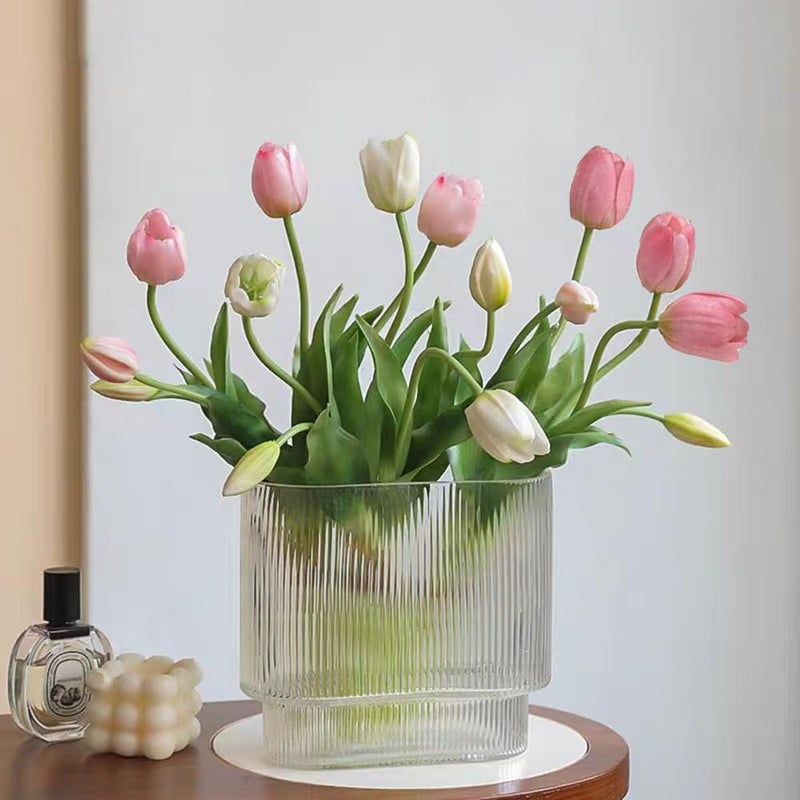 WEISPARK Artificial Tulips Flowers, 15pcs Real Touch Soft Latex Bouquet Fake Tulips for Home Office Kitchen Garden Wedding Party Decoration (Mix Color) - Image 4