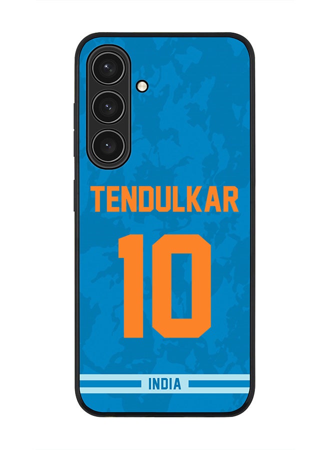 Stylizedd Rugged Black edge case for Samsung Galaxy S24 Plus, Slim fit Soft Case Flexible Thin Cover- Team India Sachin Tendulkar, Jersey No 10 - Image 1