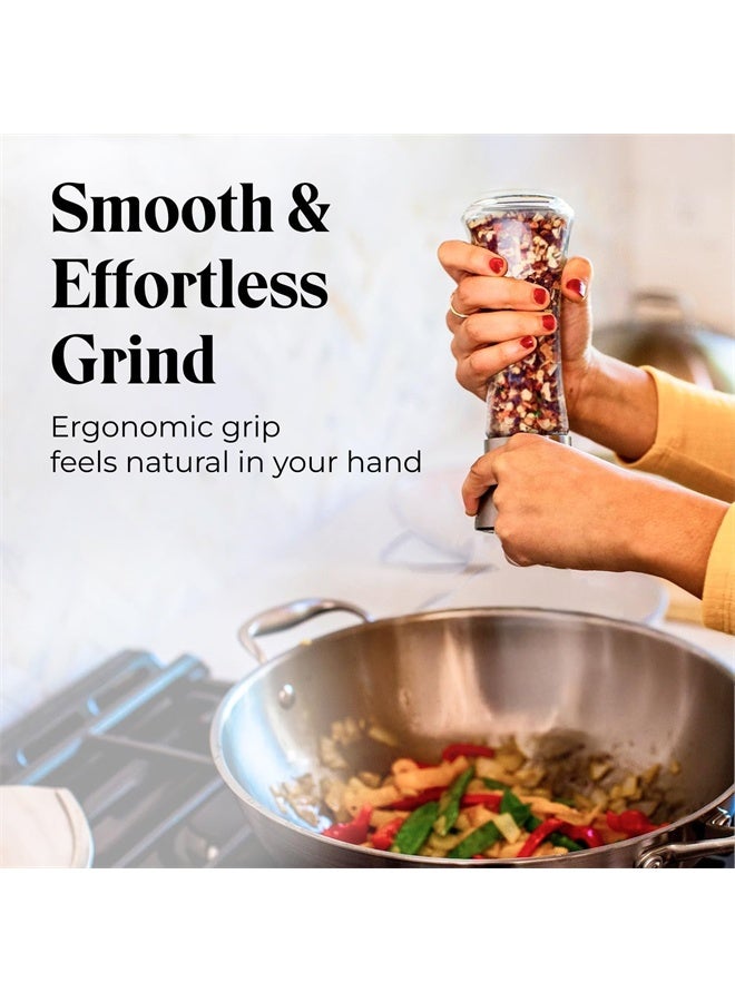 HOMESTAR Salt and Pepper Grinder Set with Stand, Stainless Steel Refillable Salt and Peppercorn Shakers - Image 2