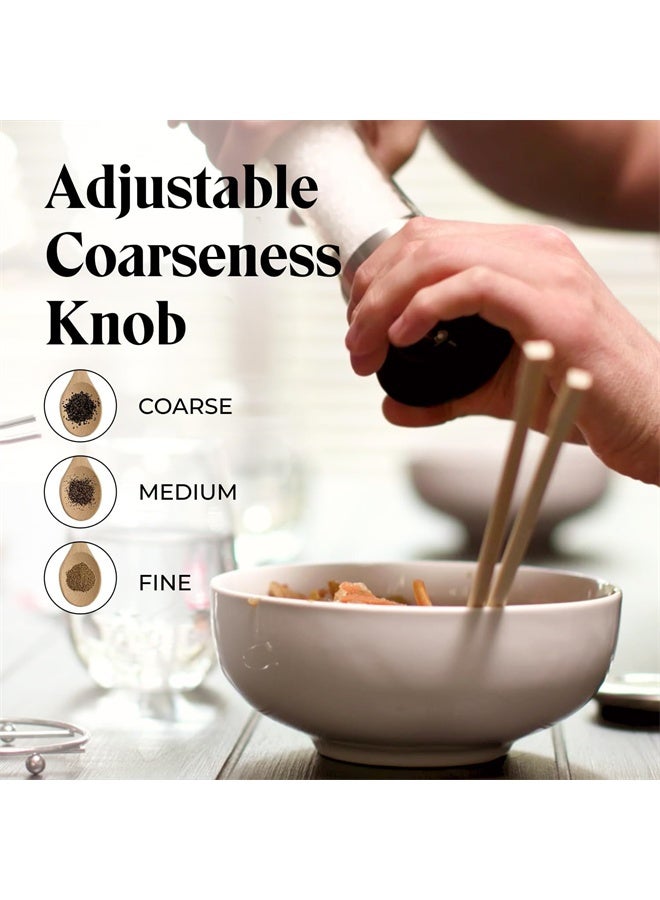 HOMESTAR Salt and Pepper Grinder Set with Stand, Stainless Steel Refillable Salt and Peppercorn Shakers - Image 3