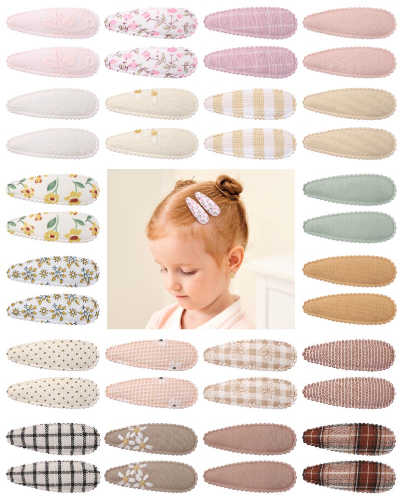 doboi 40Pcs Toddler Hair Clips Hair Barrettes Baby Girls Hair Bows Clips Floral Print Non Slip Snap Hairpins Flower Hair Clips for Girls Kids Toddler Hair Accessories - Image 1