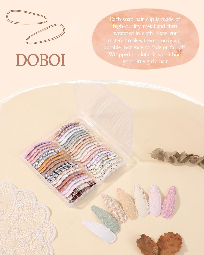 doboi 40Pcs Toddler Hair Clips Hair Barrettes Baby Girls Hair Bows Clips Floral Print Non Slip Snap Hairpins Flower Hair Clips for Girls Kids Toddler Hair Accessories - Image 3