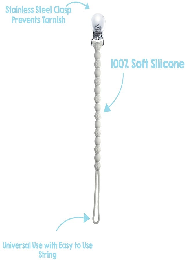 RaZbaby Silicone Pacifier Holder 2 Pack, RaZzies Durable Textured Lanyard Fits Most Pacis Toys, 100% Soft BPA-Free Silicone, Attachable Clasp, Universal Fit, Lightweight - Blue/Grey - Image 2