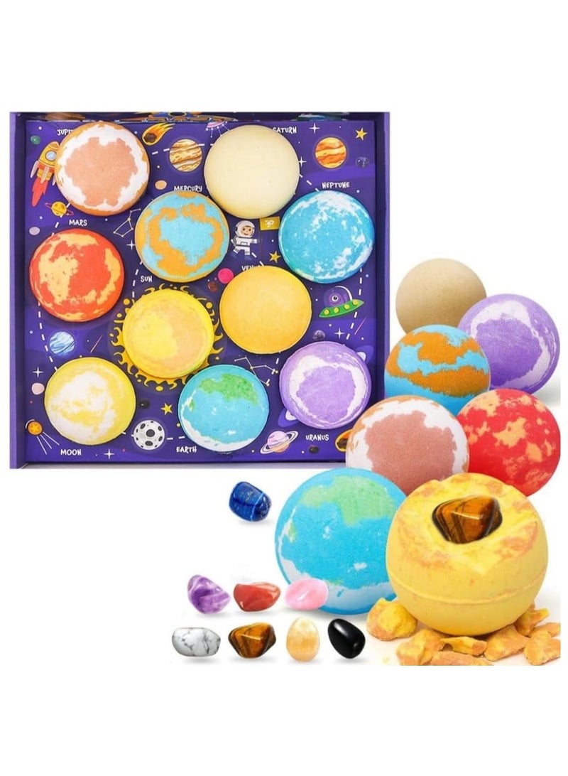 Soofam 10 Piece Bath Bombs for Kids, Organic Bubble Bath Bombs with Solar System Gemstones,Natural Organic Essential Oil Spa Gift Set for Boys Girls - Image 1