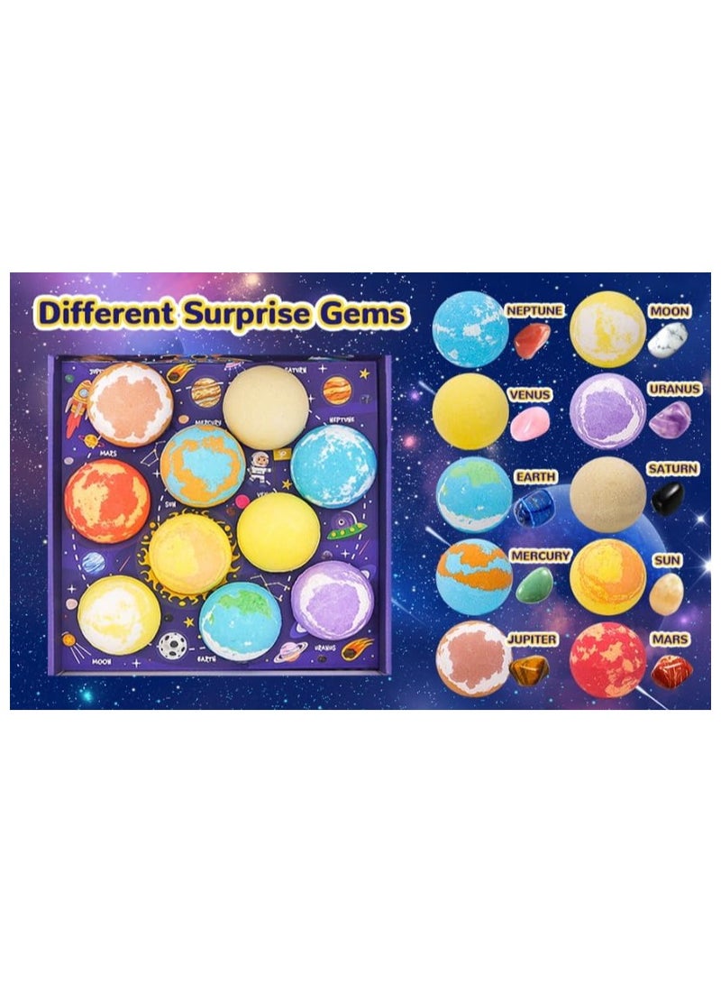 Soofam 10 Piece Bath Bombs for Kids, Organic Bubble Bath Bombs with Solar System Gemstones,Natural Organic Essential Oil Spa Gift Set for Boys Girls - Image 2