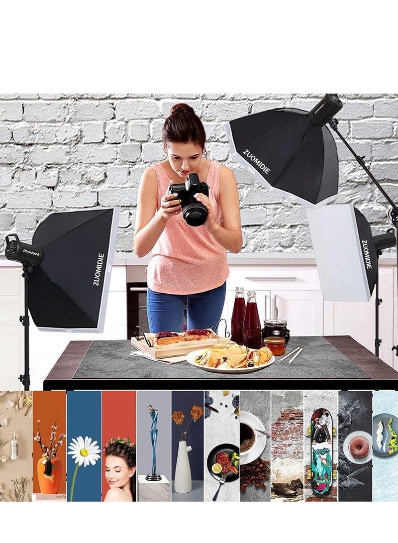 GUDOO مجموعة من 6 ورق خلفية للتصوير الفوتوغرافي على الوجهين مكونة من 12 نمطًا، بنمط نسيج الخشب والرخام والأسمنت، خلفيات مسطحة للطاولة لالتقاط الصور والمجوهرات ومستحضرات التجميل والمكياج - Image 3