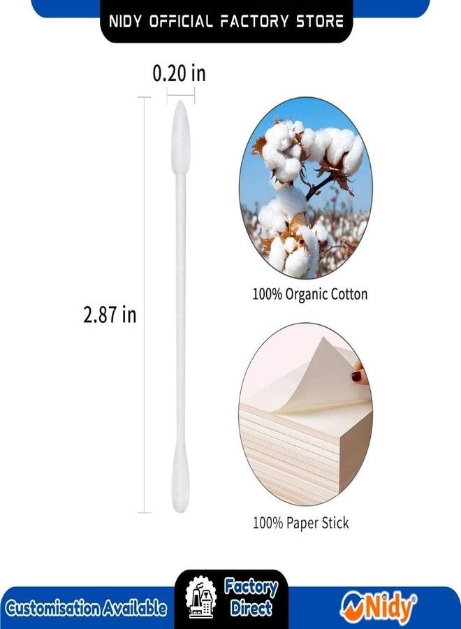NIDY® 2 in 1 Cotton Buds | Pure Indian Cotton Swabs | Dual Tip Round & Pointed Earbuds | Alcohol-Free | Hygiene Cotton Sticks 200 Sticks (400 Tips) - Image 4