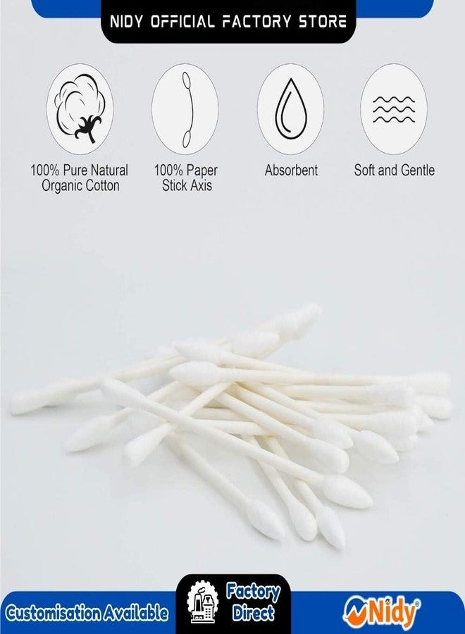NIDY® 2 in 1 Cotton Buds | Pure Indian Cotton Swabs | Dual Tip Round & Pointed Earbuds | Alcohol-Free | Hygiene Cotton Sticks 200 Sticks (400 Tips) - Image 3