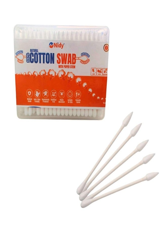 NIDY® 2 in 1 Cotton Buds | Pure Indian Cotton Swabs | Dual Tip Round & Pointed Earbuds | Alcohol-Free | Hygiene Cotton Sticks 200 Sticks (400 Tips) - Image 1