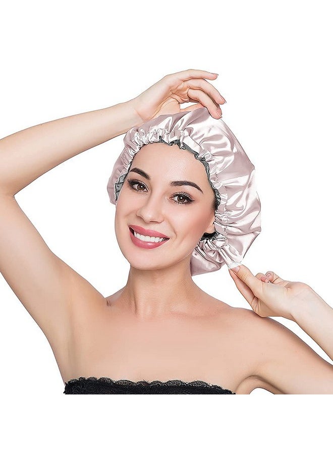 ELIHAIR ELIHAIR Unisex-Adult Stain Bonnet Silk Sleep Cap Adjustable Satin Cap For Night Sleeping Hair Bonnet Reversible Double Layer Champagne/Grey  - Image 5