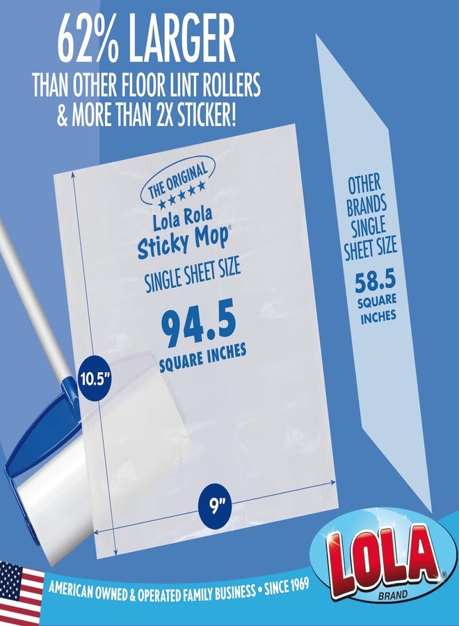 LOLA ممسحة لولا رولا لإزالة شعر الحيوانات الأليفة، أسطوانة لاصقة عملاقة، 9" × 3.5"، مقبض من الألمنيوم، أكبر رأس، تحبس الشعر، الغبار، الأوساخ، أوراق لاصقة إضافية - Image 4