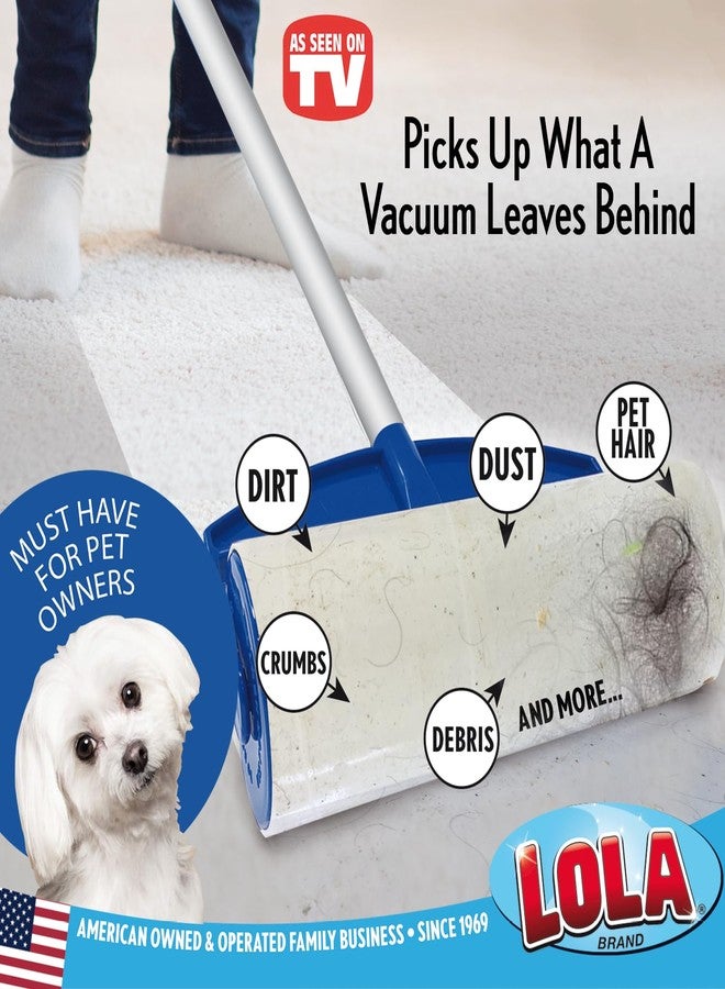 LOLA ممسحة لولا رولا لإزالة شعر الحيوانات الأليفة، أسطوانة لاصقة عملاقة، 9" × 3.5"، مقبض من الألمنيوم، أكبر رأس، تحبس الشعر، الغبار، الأوساخ، أوراق لاصقة إضافية - Image 3
