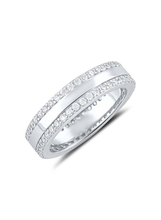 SilverCloseOut Sterling Silver Cz Striped Eternity Ring Size 6 - Image 2