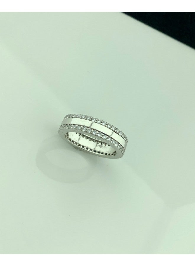 SilverCloseOut Sterling Silver Cz Striped Eternity Ring Size 6 - Image 4